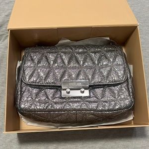 Michael Kors Metallic Silver Crossbody or Shoulder Bag